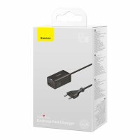 Baseus GaN3 Pro Schnellladegerät GaN 2 x USB Typ C / 2 x USB 65W PD, QC4.0+, AFC, PPS + Kabel USB Typ C - USB Typ C 1m schwarz (CCGP040101)