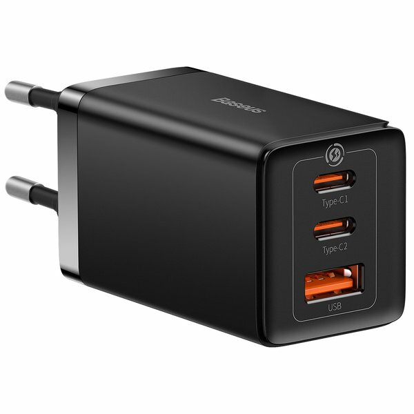 GaN 2xUSB C 1xUSB 65W Schnellladegerät Baseus GaN5 Pro + USB C - USB C 100W Kabel - Schwarz