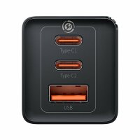 GaN 2xUSB C 1xUSB 65W Schnellladegerät Baseus GaN5 Pro + USB C - USB C 100W Kabel - Schwarz