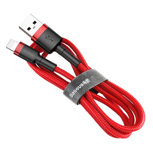 Baseus Cafule Cable durabel Kabel mit Nylon geflochtenes Ladekabel USB / iPhone QC3.0 1.5A 2M rot (CALKLF-C09)