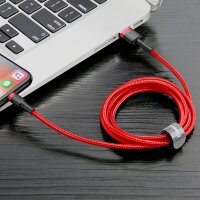 Baseus Cafule Cable durabel Kabel mit Nylon geflochtenes Ladekabel USB / iPhone QC3.0 1.5A 2M rot (CALKLF-C09)