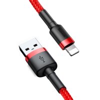 Baseus Cafule Cable durabel Kabel mit Nylon geflochtenes Ladekabel USB / iPhone QC3.0 1.5A 2M rot (CALKLF-C09)