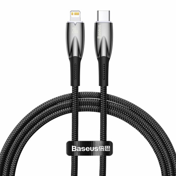 Baseus Glimmer Series Schnellladekabel USB-C – iPhone 480 Mbit/s PD 20 W 1 m schwarz