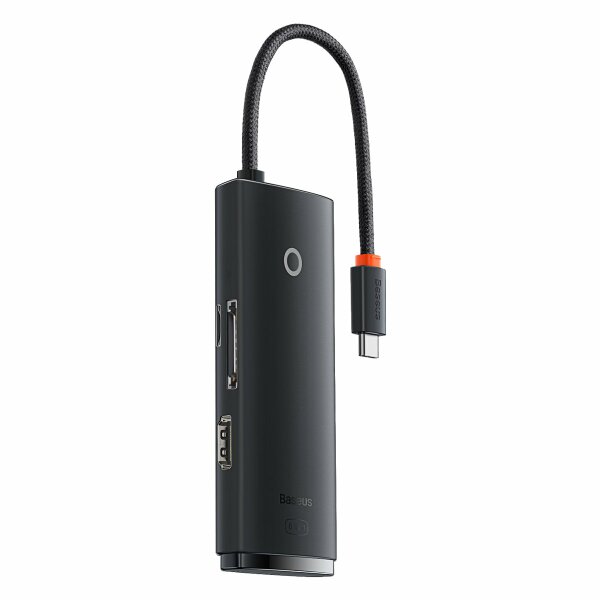 Baseus Lite Series multifunktionaler HUB USB Typ C - 2 x USB 3.0 / USB Typ C / HDMI 1,4 / SD / TF schwarz (WKQX050001)