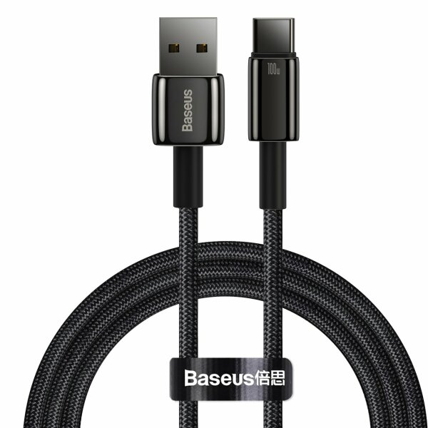 Baseus Tungsten Gold Kabel USB-A - USB-C 480Mb/s 100W 1m schwarz (CAWJ000001)