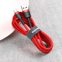 Baseus Cafule Cable durabel Kabel mit Nylon geflochtenes Ladekabel USB / USB-C QC3.0 2A 2M rot (CATKLF-C09)