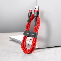 Baseus Cafule Cable durabel Kabel mit Nylon geflochtenes Ladekabel USB / USB-C QC3.0 2A 2M rot (CATKLF-C09)