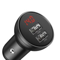 Baseus Autoladegerät 2x USB 4.8A 24W mit LCD grau (CCBX-0G)