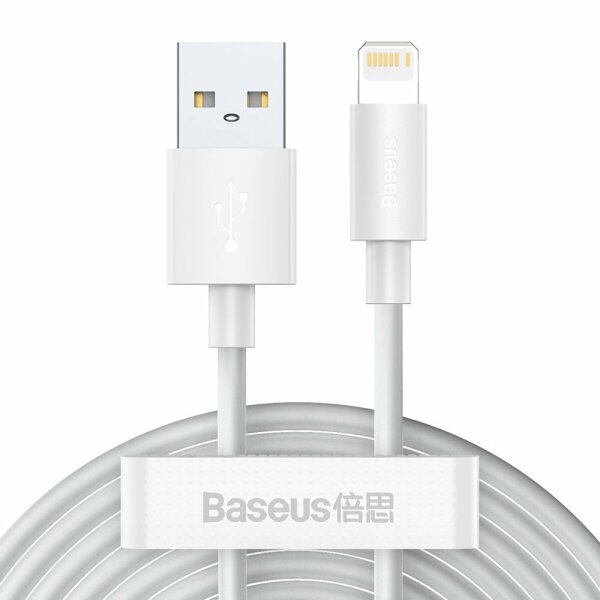 Baseus 2x Kabel Schnellladen Ladekabel Datenkabel USB - iPhone Power Delivery 2,4 A 1,5 m weiß (TZCALZJ-02)