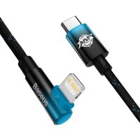 Baseus Winkelkabel Power Delivery Kabel Ladekabel Datenkabel USB Type-C zu iPhone 1m 20W blau