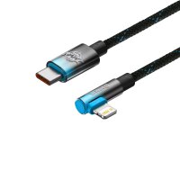 Baseus Winkelkabel Power Delivery Kabel Ladekabel Datenkabel USB Type-C zu iPhone 1m 20W blau