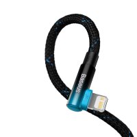 Baseus Winkelkabel Power Delivery Kabel Ladekabel Datenkabel USB Type-C zu iPhone 1m 20W blau