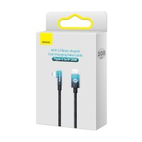 Baseus Winkelkabel Power Delivery Kabel Ladekabel Datenkabel USB Type-C zu iPhone 1m 20W blau