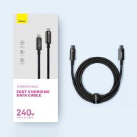 Baseus USB Type-C zu USB Type-C Kabel 480 Mbit/s 240 W 3 m in Schwarz