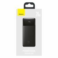 Baseus Bipow Schnelllade-Powerbank 20000mAh 20W schwarz (Overseas Edition) + USB-A - Micro USB Kabel 0,25m schwarz (PPBD050501)