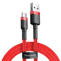 Baseus USB-Kabel strapazierfähiges Nylonkabel USB zu USB-C 2A 3M rot