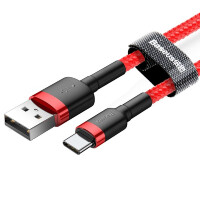 Baseus USB-Kabel strapazierfähiges Nylonkabel USB zu USB-C 2A 3M rot