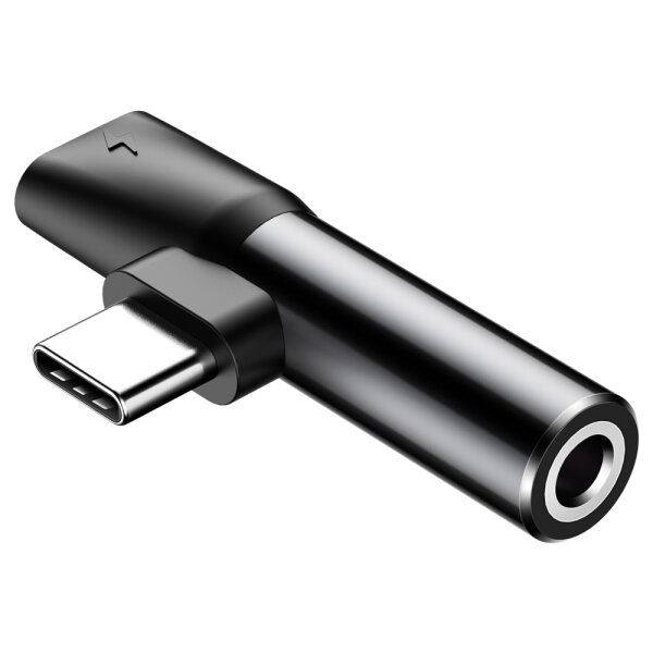 Baseus Audio Converter L41 Adapter von USB-C auf USB-C-Anschluss + 3,5-mm-Aux Anschluss schwarz