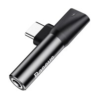 Baseus Audio Converter L41 Adapter von USB-C auf USB-C-Anschluss + 3,5-mm-Aux Anschluss schwarz