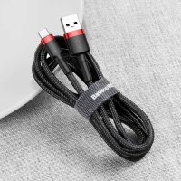 Baseus strapazierfähiges Nylonkabel USB zu USB-C QC3.0 2A 2M schwarz-rot