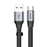 Baseus Flachkabel USB zu USB Type C SuperCharge 5A 40W Quick Charge 23cm grau