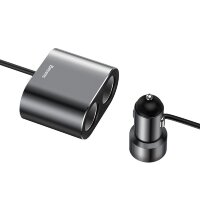 Baseus Autoladegerät Splitter 2x USB 3.1A 17W + 2x Zigarettenanzünder Buchse 80W schwarz