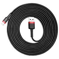 Baseus Handykabel Ladekabel Datenkabel USB kompatibel mit iPhone 2A 3M schwarz-rot