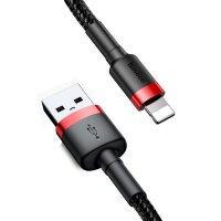 Baseus Handykabel Ladekabel Datenkabel USB kompatibel mit iPhone 2A 3M schwarz-rot