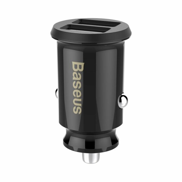 Baseus Grain Car Charger Mini-Autoladegerät 2x USB 3.1A schwarz (CCALL-ML01)