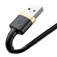 Baseus Kabel Strapazierfähiges Nylonkabel USB kompatibel mit iPhone 0 2.4A 1M Schwarz-Gold