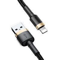 Baseus Kabel Strapazierfähiges Nylonkabel USB kompatibel mit iPhone 0 2.4A 1M Schwarz-Gold