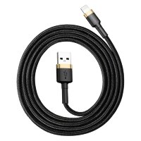 Baseus Kabel Strapazierfähiges Nylonkabel USB kompatibel mit iPhone 0 2.4A 1M Schwarz-Gold