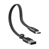 Baseus Datenkabel Flachkabel USB zu USB-C Kabel mit Halter 2A 0.23M schwarz