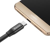 Baseus Datenkabel Flachkabel USB zu USB-C Kabel mit Halter 2A 0.23M schwarz