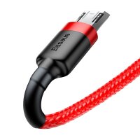 Baseus Cafule Cable durabel Kabel mit Nylon geflochtenes Ladekabel USB / micro USB QC3.0 2.4A 1M rot (CAMKLF-B09)