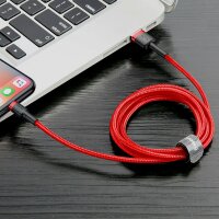 Baseus Cafule Cable durabel Kabel mit Nylon geflochtenes Ladekabel USB / Lightning QC3.0 2.4A 0,5M rot (CALKLF-A09)