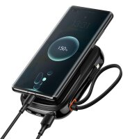 Baseus Qpow Digital Display Powerbank mit Schnellladung 20000 mAh 20 W QC/PD/SCP/FCP mit integriertem Lightning Kabel schwarz