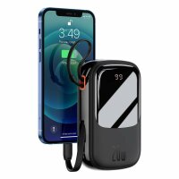 Baseus Qpow Digital Display Powerbank mit Schnellladung 20000 mAh 20 W QC/PD/SCP/FCP mit integriertem Lightning Kabel schwarz