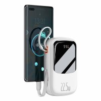 Baseus Qpow Digital Display Powerbank mit Schnellladung 20000 mAh 22,5 W QC/PD/SCP/FCP mit integriertem USB-C-Kabel weiß