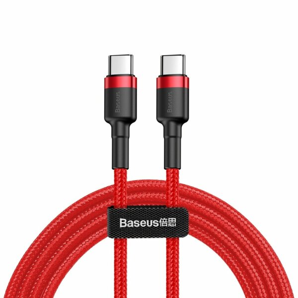 Baseus Cafule Kabel Strapazierfähiges Nylonkabel USB-C PD / USB-C PD PD2.0 60W 20V 3A QC3.0 1M Rot (CATKLF-G09)