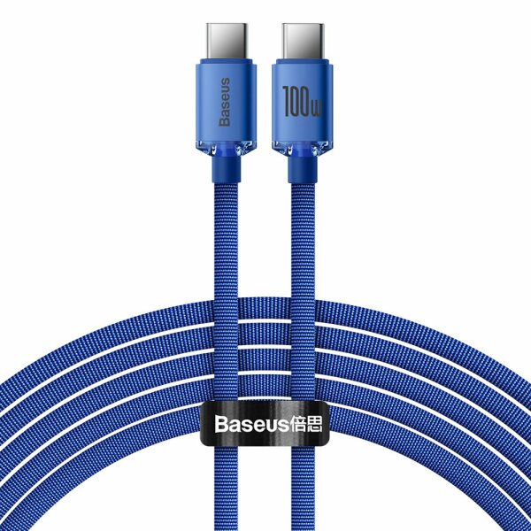 Baseus Crystal Shine Series Kabel USB-Kabel für schnelles Aufladen und Datenübertragung USB Typ C - USB Typ C 100W 2m blau (CAJY000703)