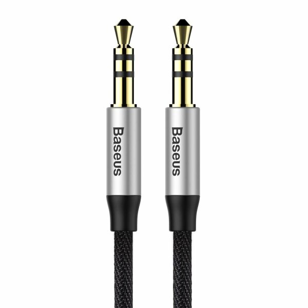 Baseus Yiven M30 Stereo-Audiokabel AUX 3,5 mm Mini-Klinkenstecker 1,5 m silber-schwarz (CAM30-CS1)