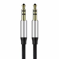 Baseus Yiven M30 Stereo-Audiokabel AUX 3,5 mm Mini-Klinkenstecker 1,5 m silber-schwarz (CAM30-CS1)