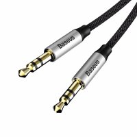 Baseus Yiven M30 Stereo-Audiokabel AUX 3,5 mm Mini-Klinkenstecker 1,5 m silber-schwarz (CAM30-CS1)