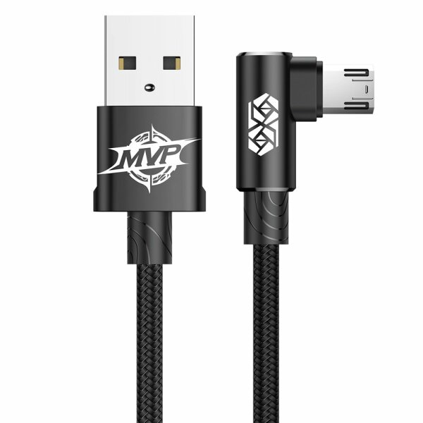 Baseus MVP Elbow micro USB Doppelseitig Kabel mit L-Form Stecker 2M 1.5A schwarz (CAMMVP-B01)