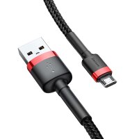 Baseus Cafule Cable durabel Kabel mit Nylon geflochtenes Ladekabel USB / micro USB QC3.0 2.4A 1M schwarz-rot (CAMKLF-B91)