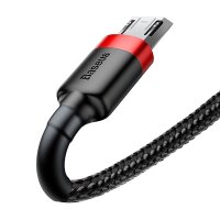 Baseus Cafule Cable durabel Kabel mit Nylon geflochtenes Ladekabel USB / micro USB QC3.0 2.4A 1M schwarz-rot (CAMKLF-B91)