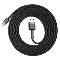 Baseus Cafule Cable strapazierfähiges Nylonkabel USB / Micro USB 1.5A 2M schwarz-grau (CAMKLF-CG1)