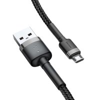 Baseus Cafule Cable strapazierfähiges Nylonkabel USB / Micro USB 1.5A 2M schwarz-grau (CAMKLF-CG1)