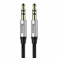 Baseus Yiven M30 Stereo AUX 3,5 mm Audiokabel Stecker Miniklinke 1m silber-schwarz (CAM30-BS1)